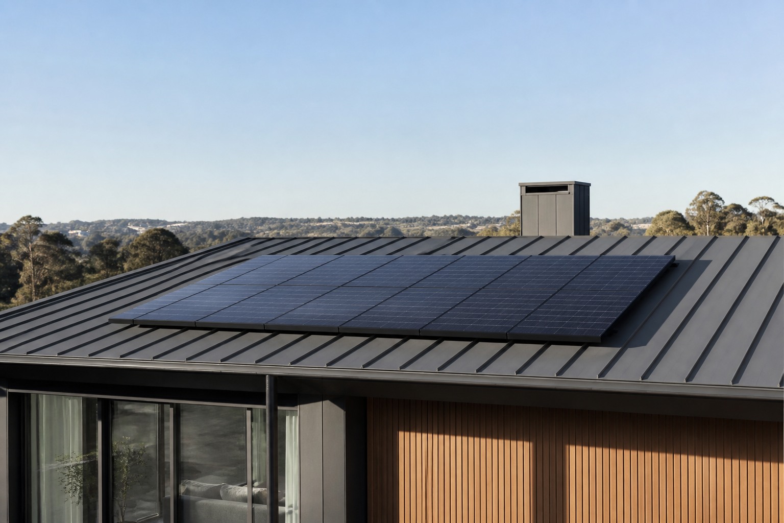 Illustrative residential roof-mounted PV with visible mounting clearance
