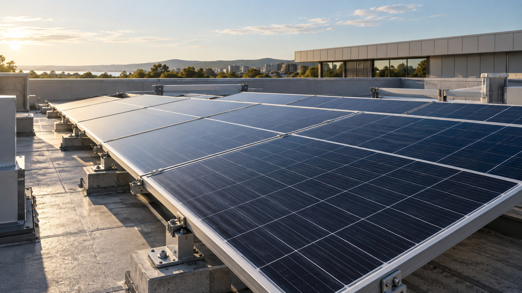 Illustrative commercial roof-mounted PV modules and mounting system
